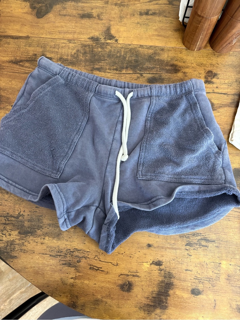 aerie Navy Terry Drawstring Athletic Shorts